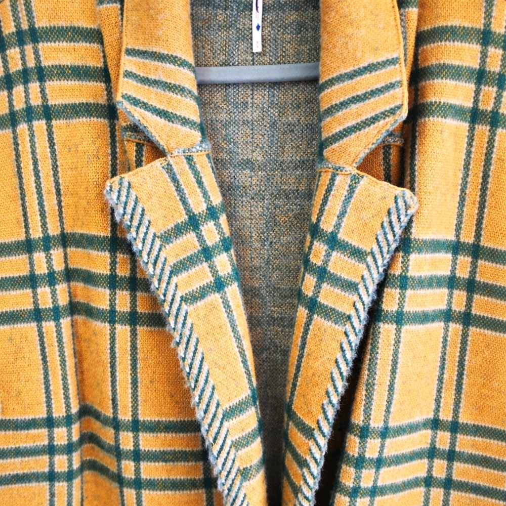 Free People Sunflower Spruce Plaid Sleeveless Peacoat Vest Long Coat M - Picture 6 of 13